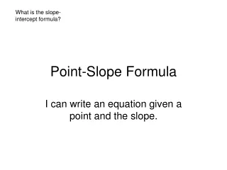 Point-Slope Formula
