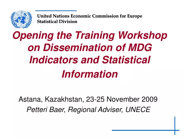 opening the training workshop on dissemination of mdg indicators and statistical information