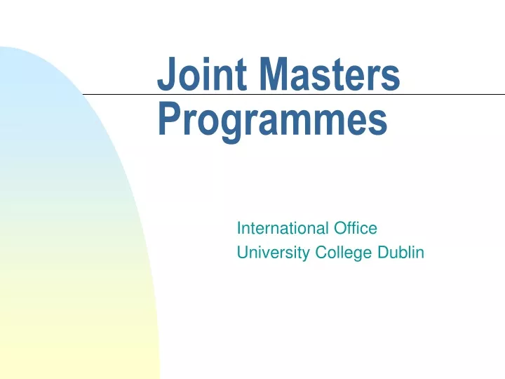 joint masters programmes