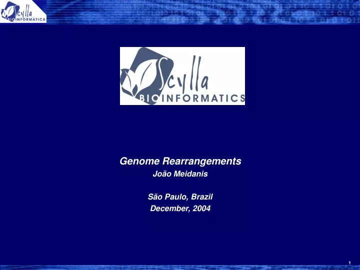 genome rearrangements jo o meidanis s o paulo brazil december 2004