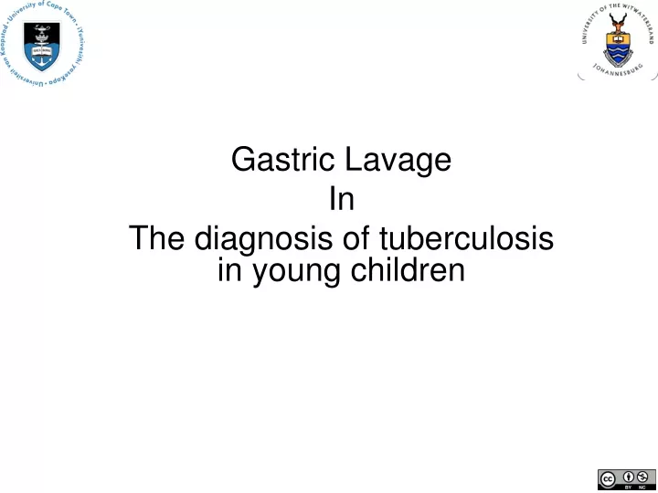 gastric lavage in the diagnosis of tuberculosis in young children