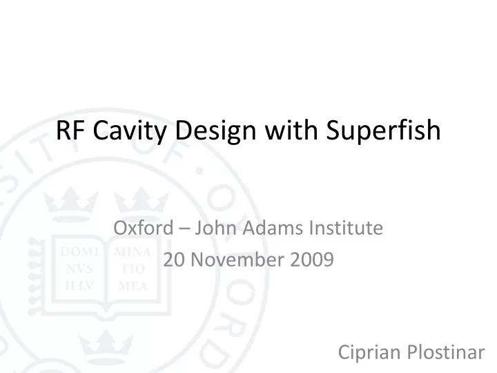 rf cavity design with superfish