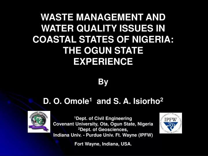 waste management and water quality issues