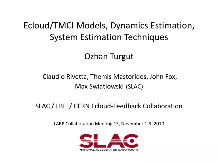 ecloud tmci models dynamics estimation system estimation techniques