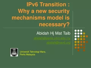 IPv6 Transition :  Why a new security mechanisms model is necessary?