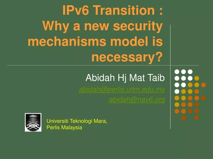 ipv6 transition why a new security mechanisms model is necessary