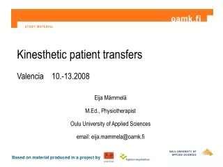 Kinesthetic patient transfers Valencia    10.-13.2008