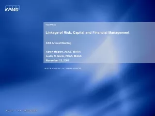 Linkage of Risk, Capital and Financial Management