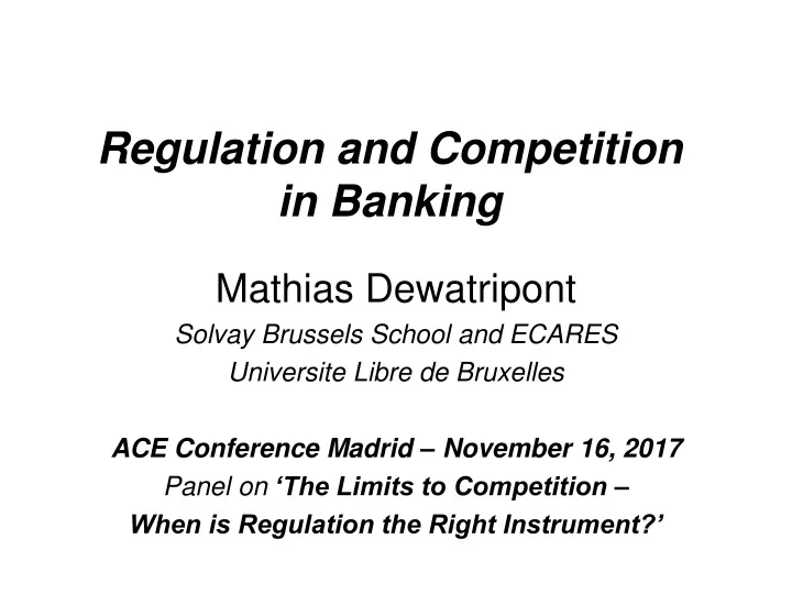 regulation and competition in banking