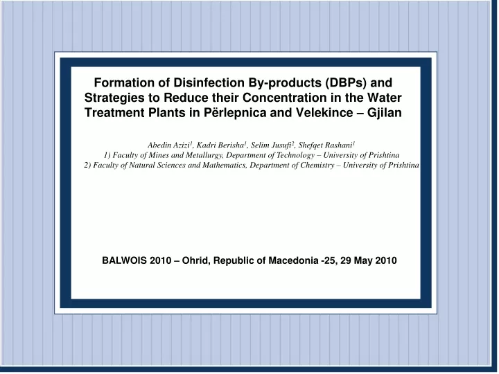 formation of disinfection by products dbps