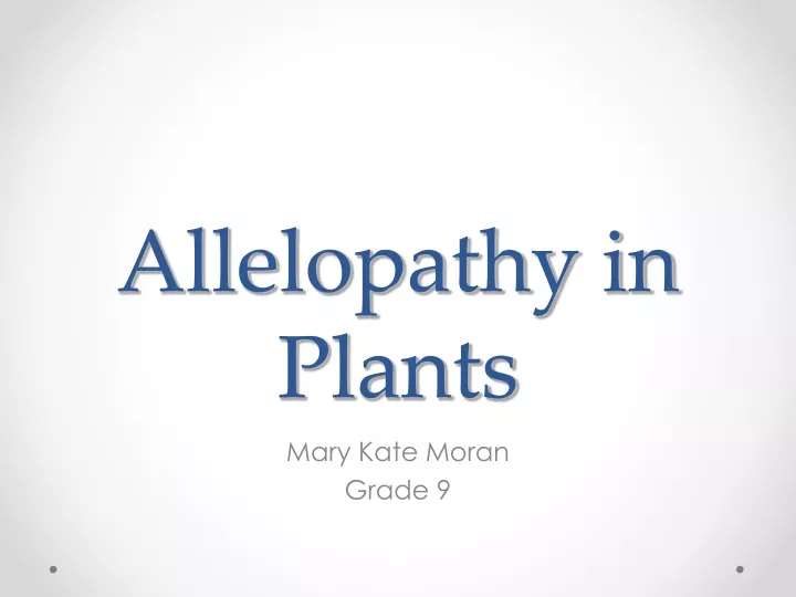 allelopathy in plants