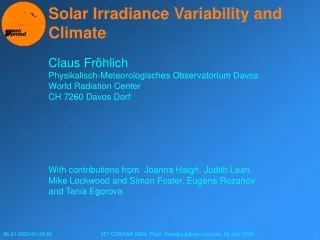 Solar Irradiance Variability and Climate