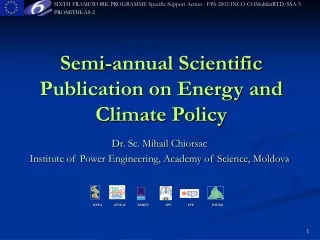 Semi-annual Scientific Publication on Energy and Climate Policy