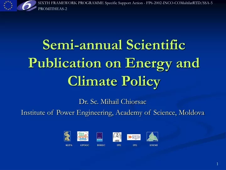 semi annual scientific publication on energy and climate policy