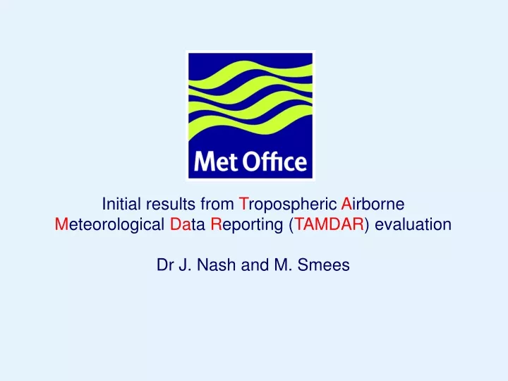 initial results from t ropospheric a irborne