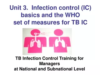 Unit 3.  Infection control (IC)  basics and the WHO  set of measures for TB IC
