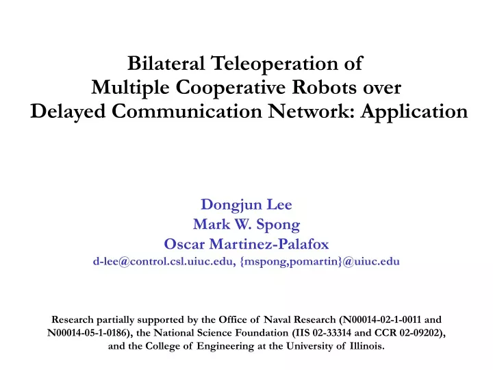 bilateral teleoperation of multiple cooperative