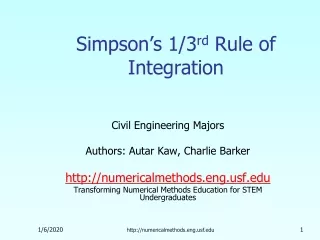 Simpson’s 1/3 rd  Rule of Integration