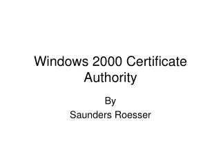 Windows 2000 Certificate Authority