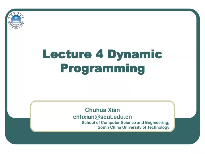 lecture 4 dynamic programming