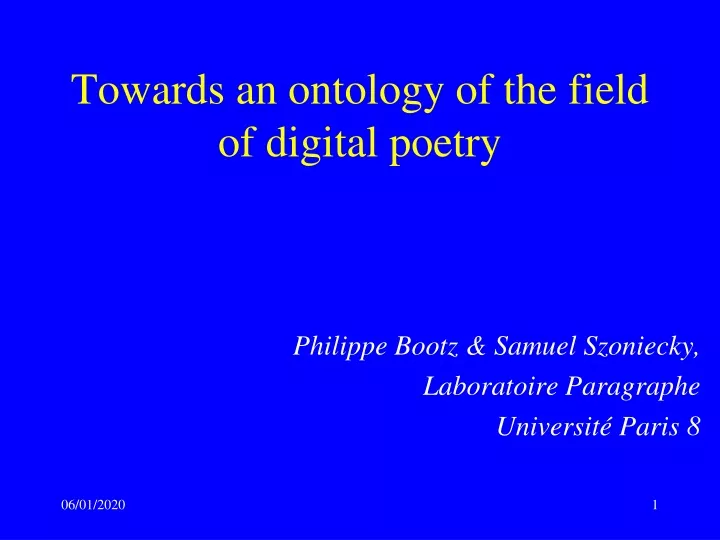towards an ontology of the field of digital poetry