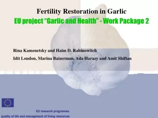 Fertility Restoration in Garlic EU project “Garlic and Health” - Work Package 2