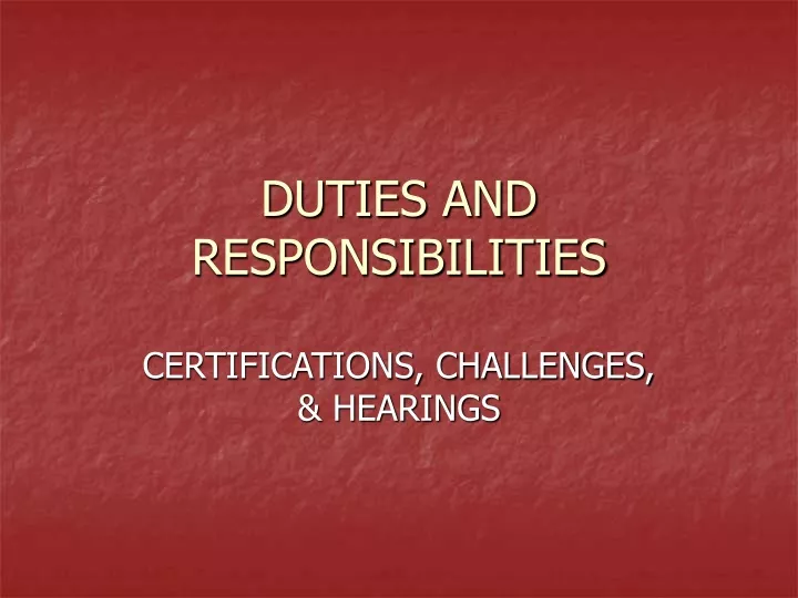duties and responsibilities