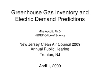 Greenhouse Gas Inventory and Electric Demand Predictions