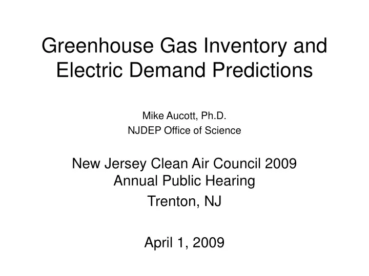 greenhouse gas inventory and electric demand predictions
