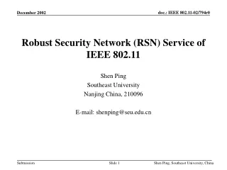 Robust Security Network (RSN) Service of IEEE 802.11