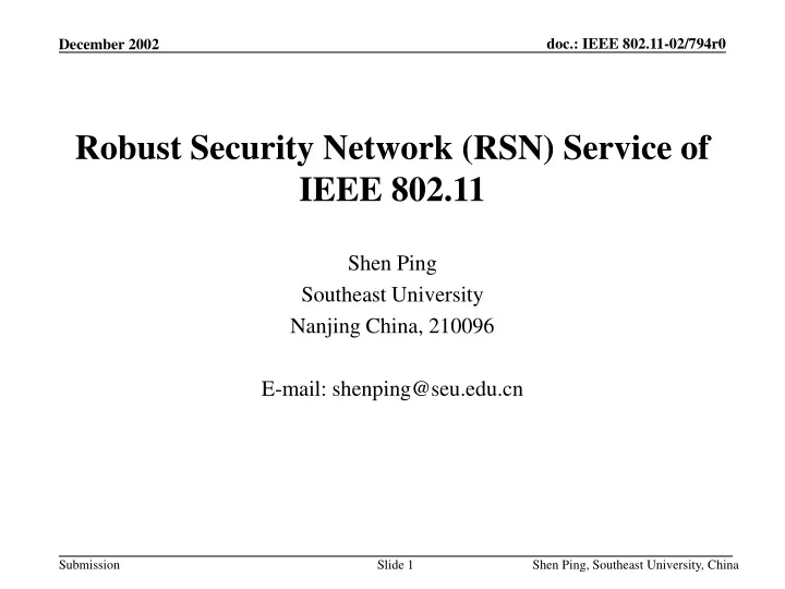 robust security network rsn service of ieee 802 11