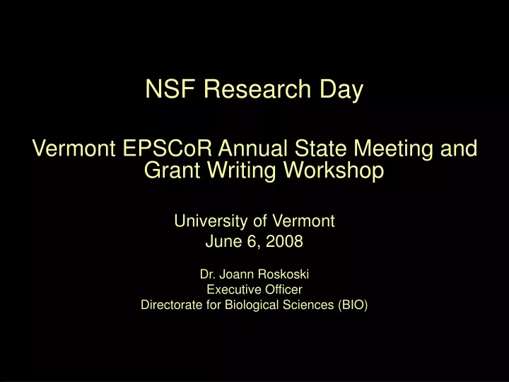 nsf research day vermont epscor annual state
