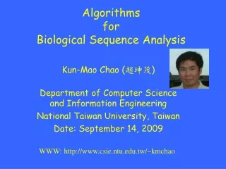 Algorithms  for  Biological Sequence Analysis