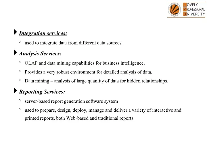 integration services used to integrate data from