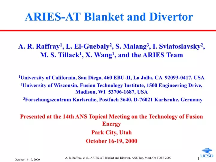 aries at blanket and divertor