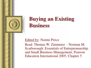 Buying an Existing Business