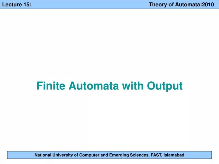 finite automata with output