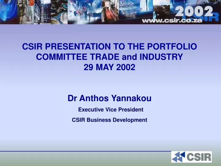 csir presentation to the portfolio committee