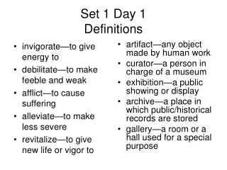 Set 1 Day 1 Definitions