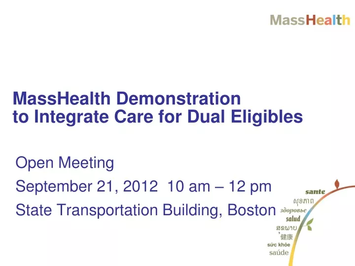 masshealth demonstration to integrate care for dual eligibles