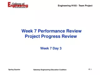 Week 7 Performance Review Project Progress Review