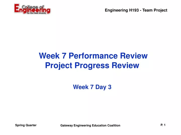 week 7 performance review project progress review