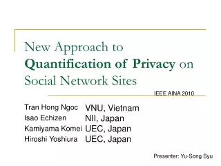 New Approach to  Quantification of Privacy  on Social Network Sites