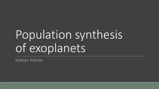 Population synthesis of exoplanets