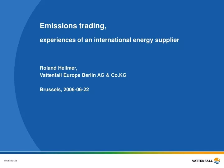 emissions trading experiences of an international energy supplier