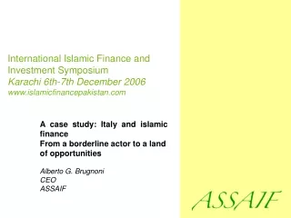 International Islamic Finance and Investment Symposium  Karachi 6th-7th December 2006