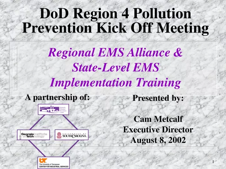 dod region 4 pollution prevention kick off meeting