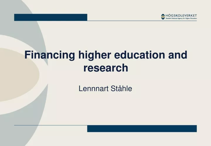 financing higher education and research