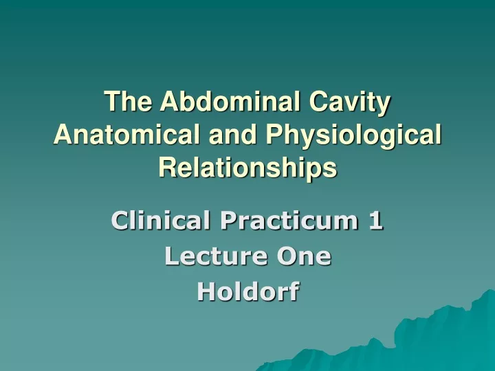 the abdominal cavity anatomical and physiological relationships