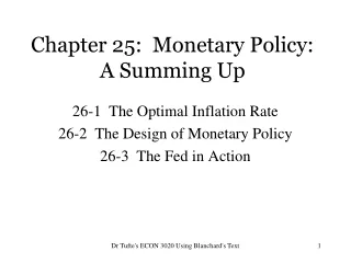 Chapter 25:  Monetary Policy:  A Summing Up